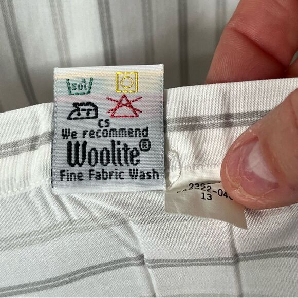 PERRY ELLIS PORTFOLIO Mens White with Gray Stripes Dress Shirt Size 16 (32-33) - Picture 4 of 6